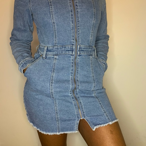 Tinseltown Zip Front Denim Dress - Picture 2 of 4